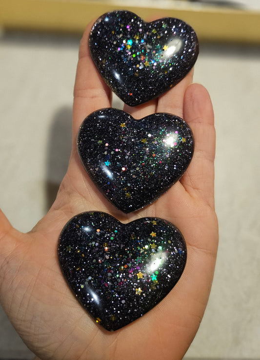 Black Galaxy Heart Magnet Set