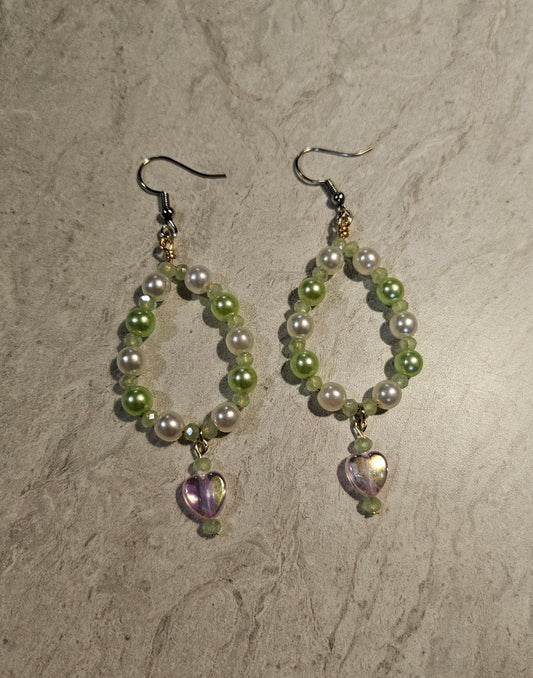 3" Kiwi Heart earrings