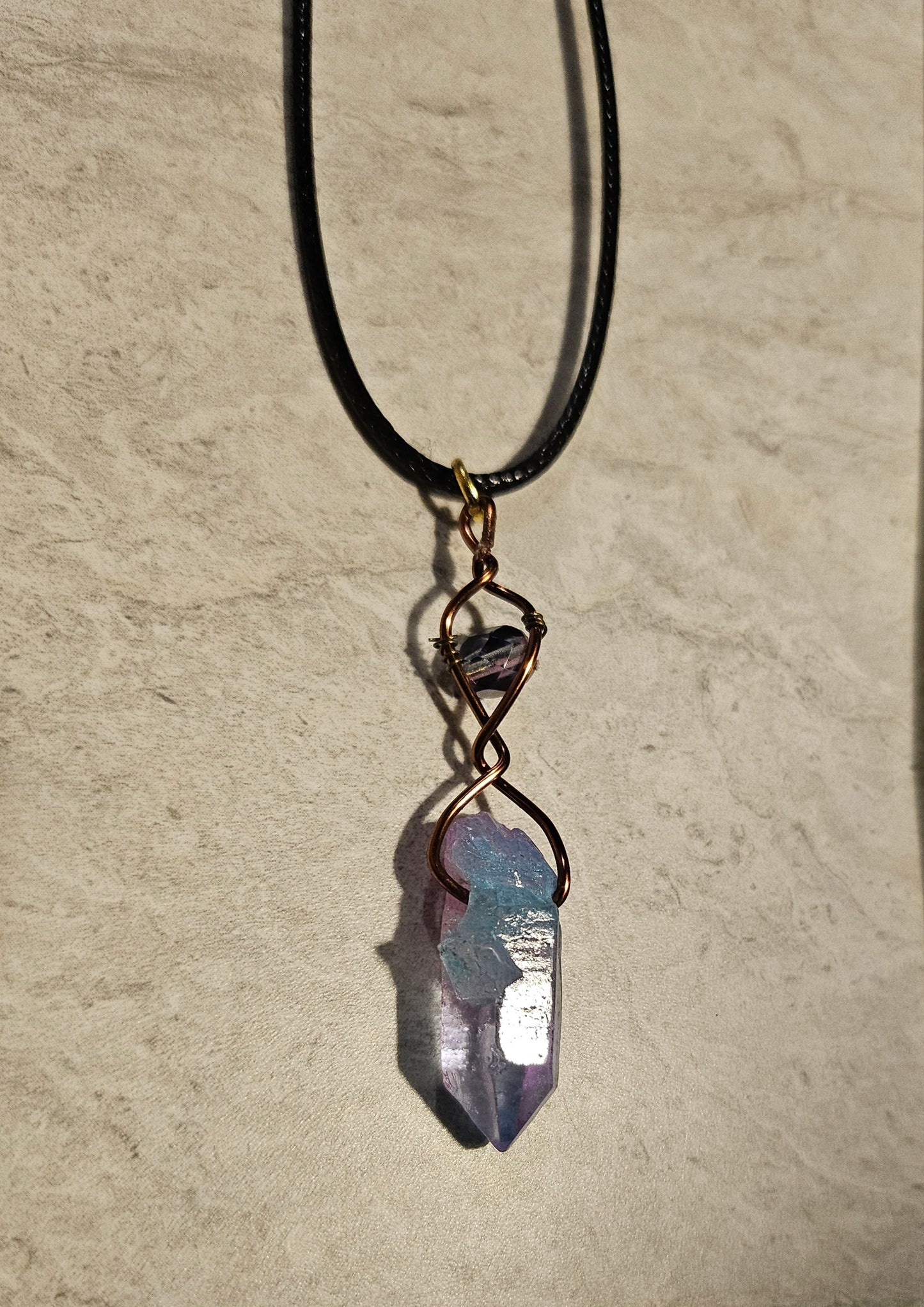 11" Blue/Pink Crystal Necklace