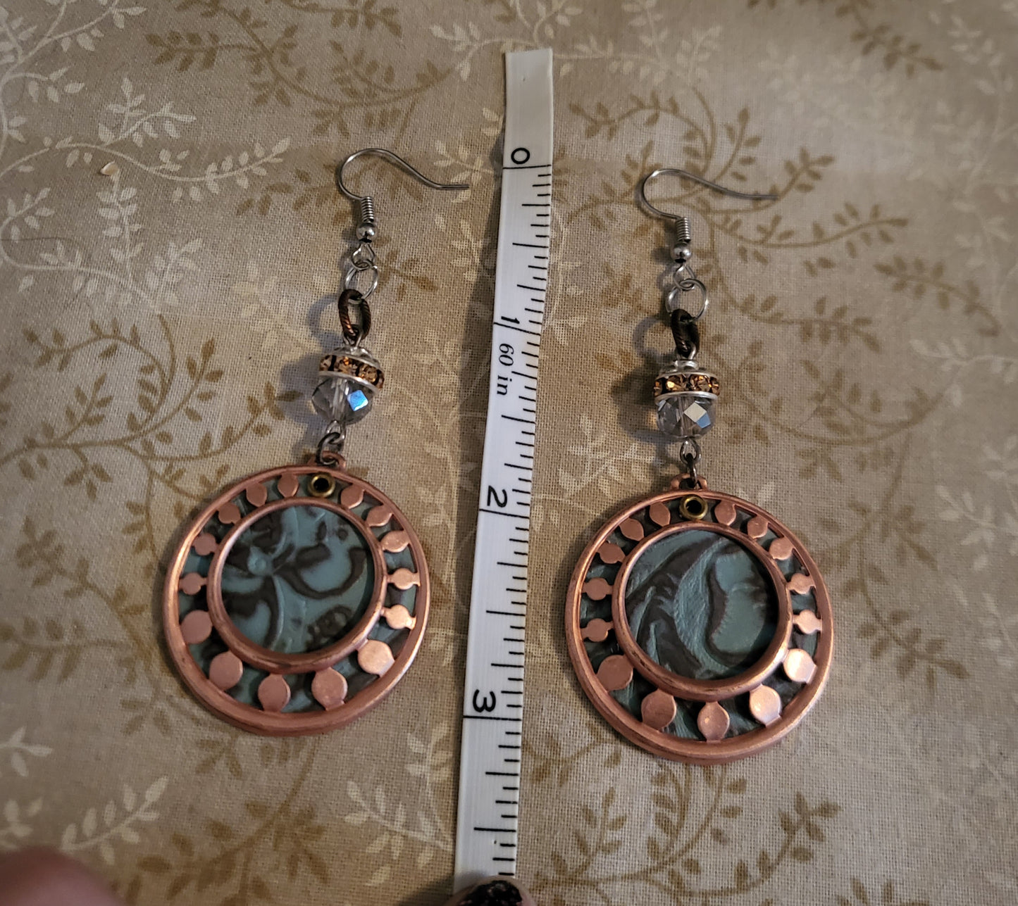 Teal Disk Dangly Earrings