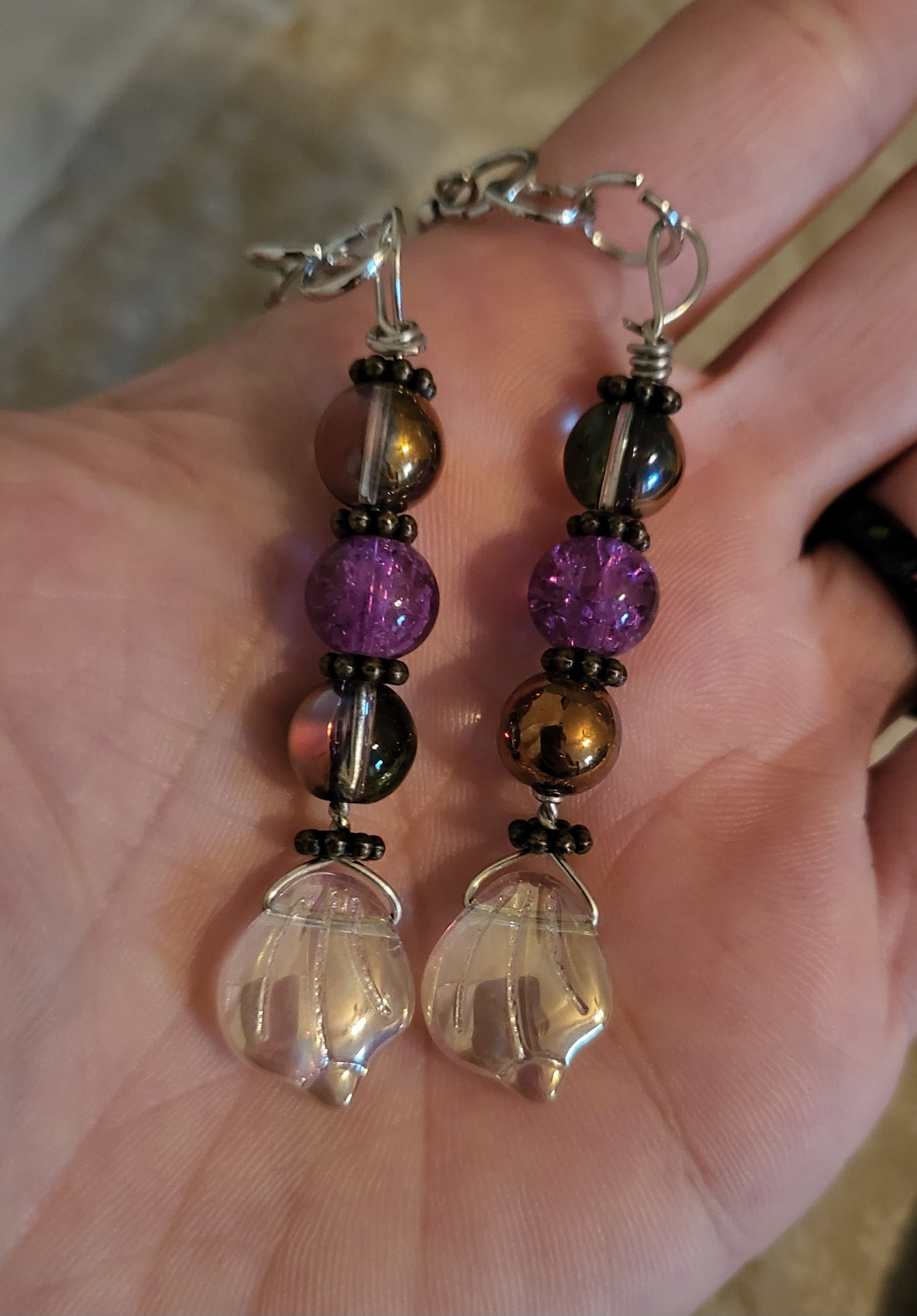 Purple Iridescent Mermaid Earrings