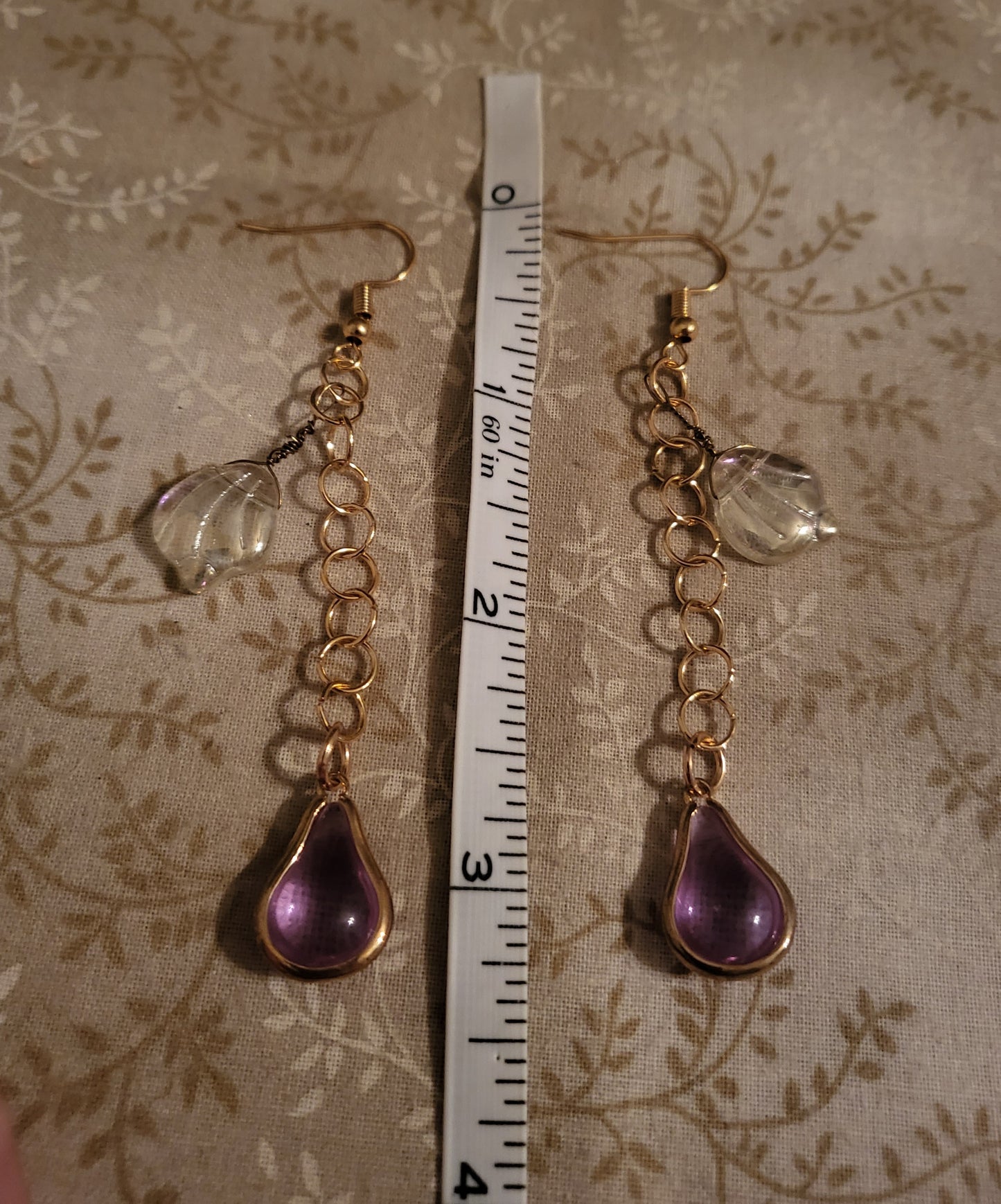 Purple Teardrop Dangly Earrings