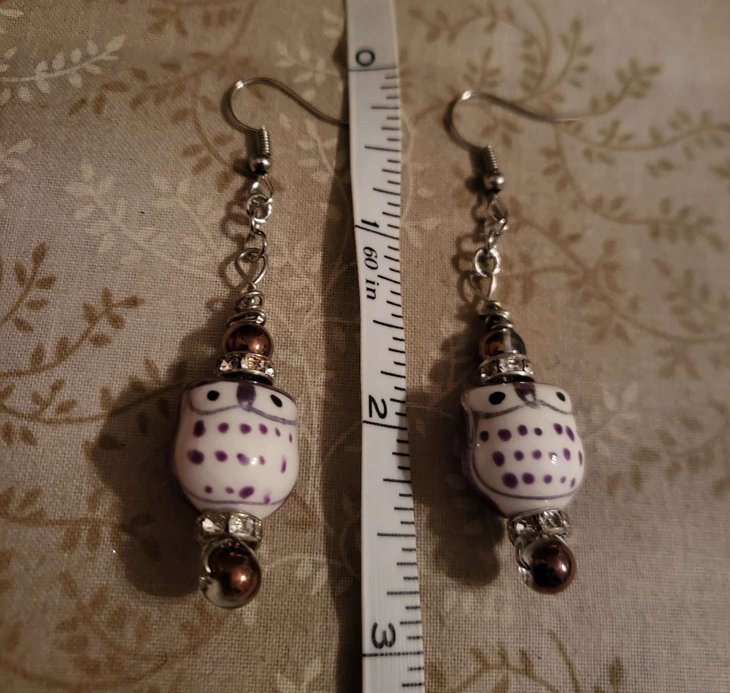 Purple Owl Earrings