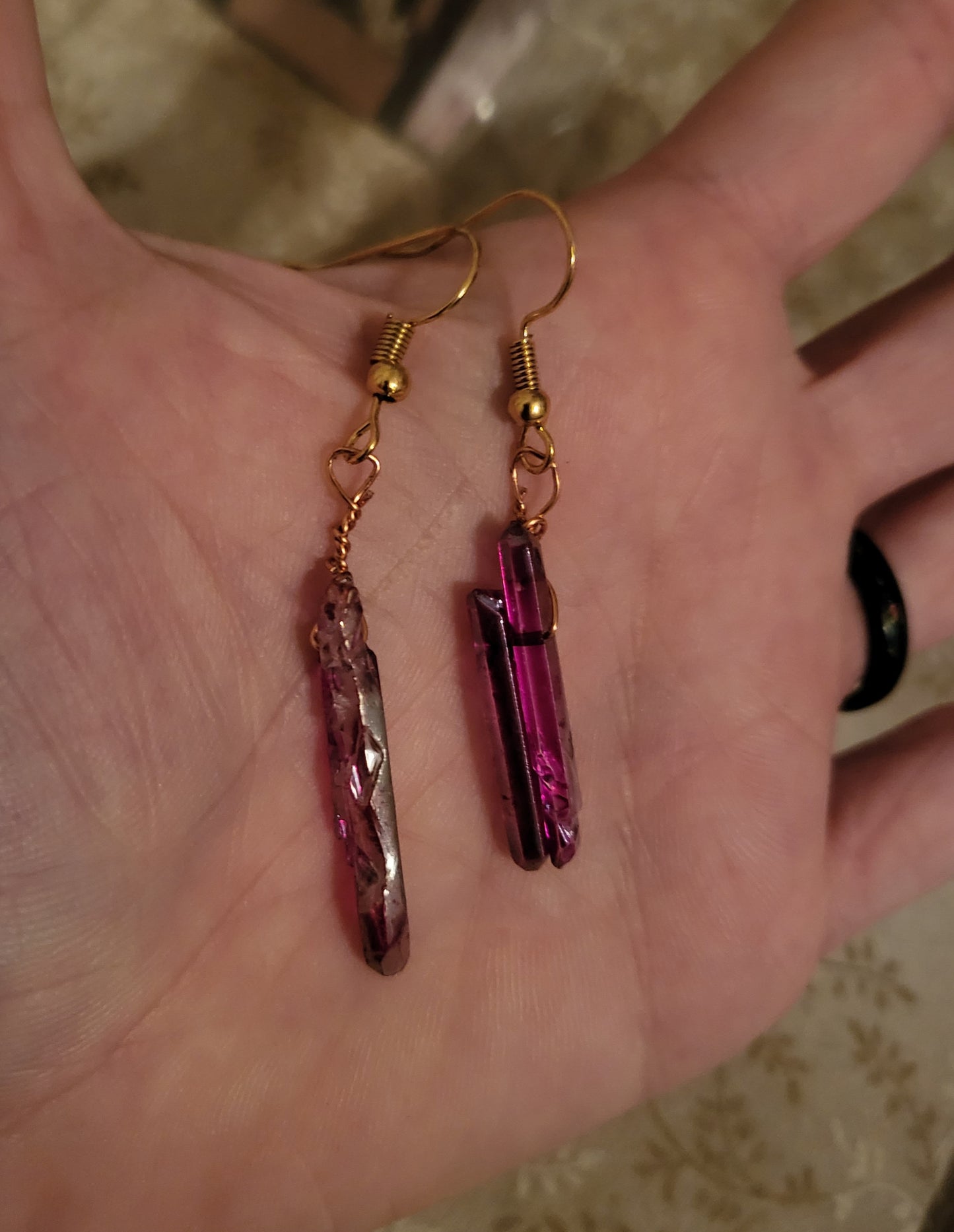 Purple Icicle Crystal Earrings