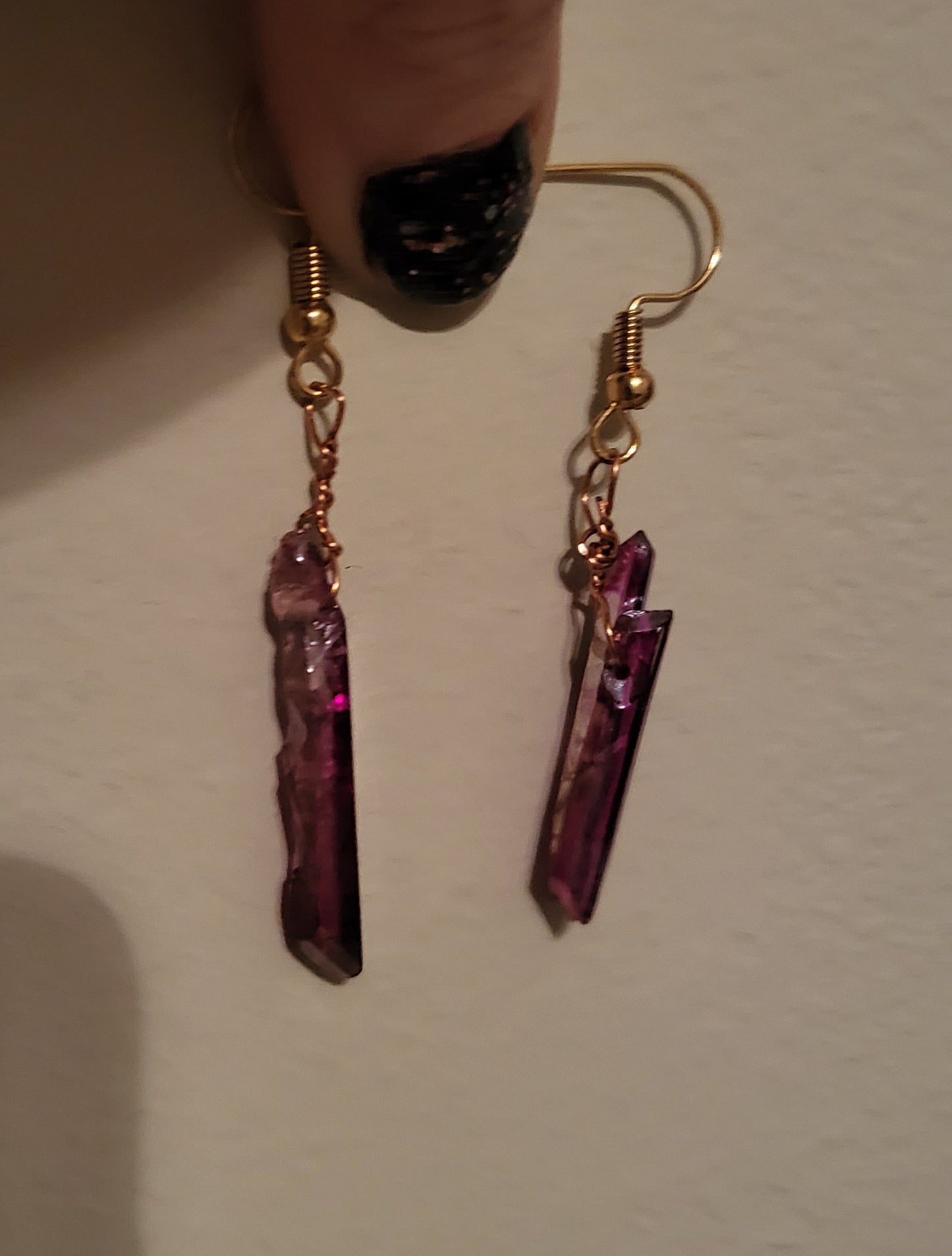 Purple Icicle Crystal Earrings