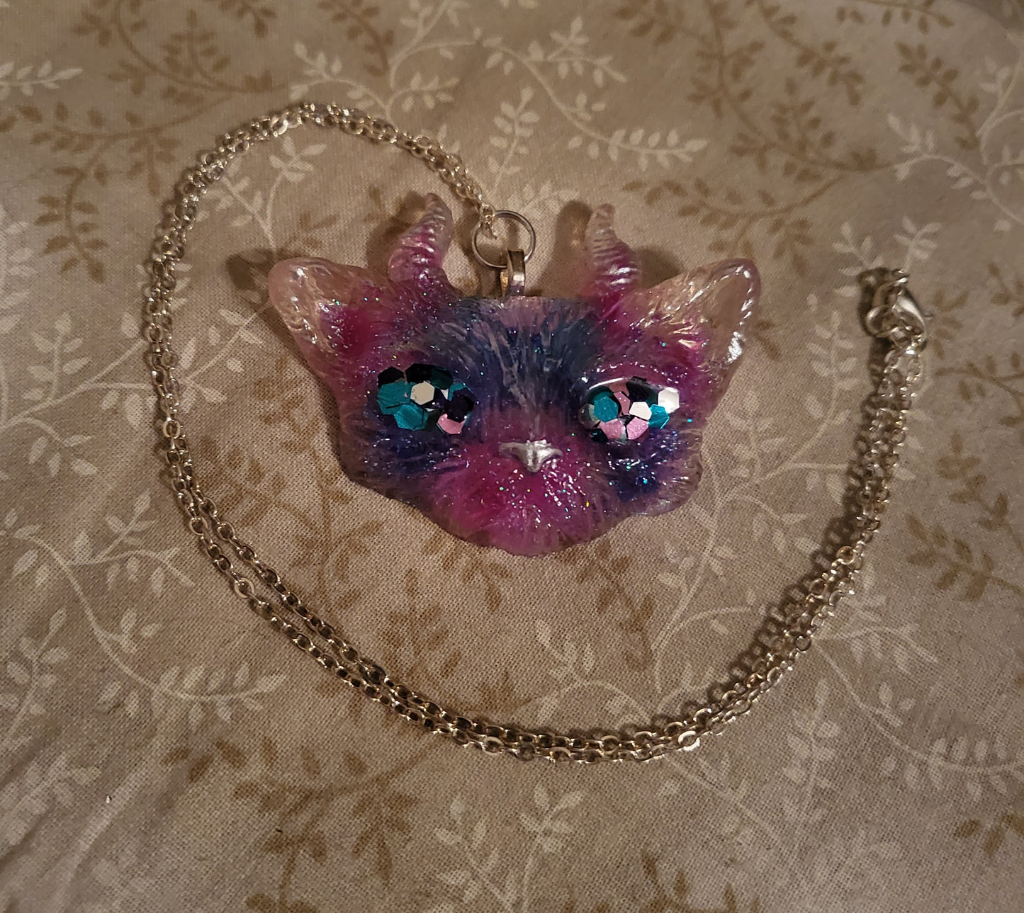 Pink/Blue Odd Kitty Necklace