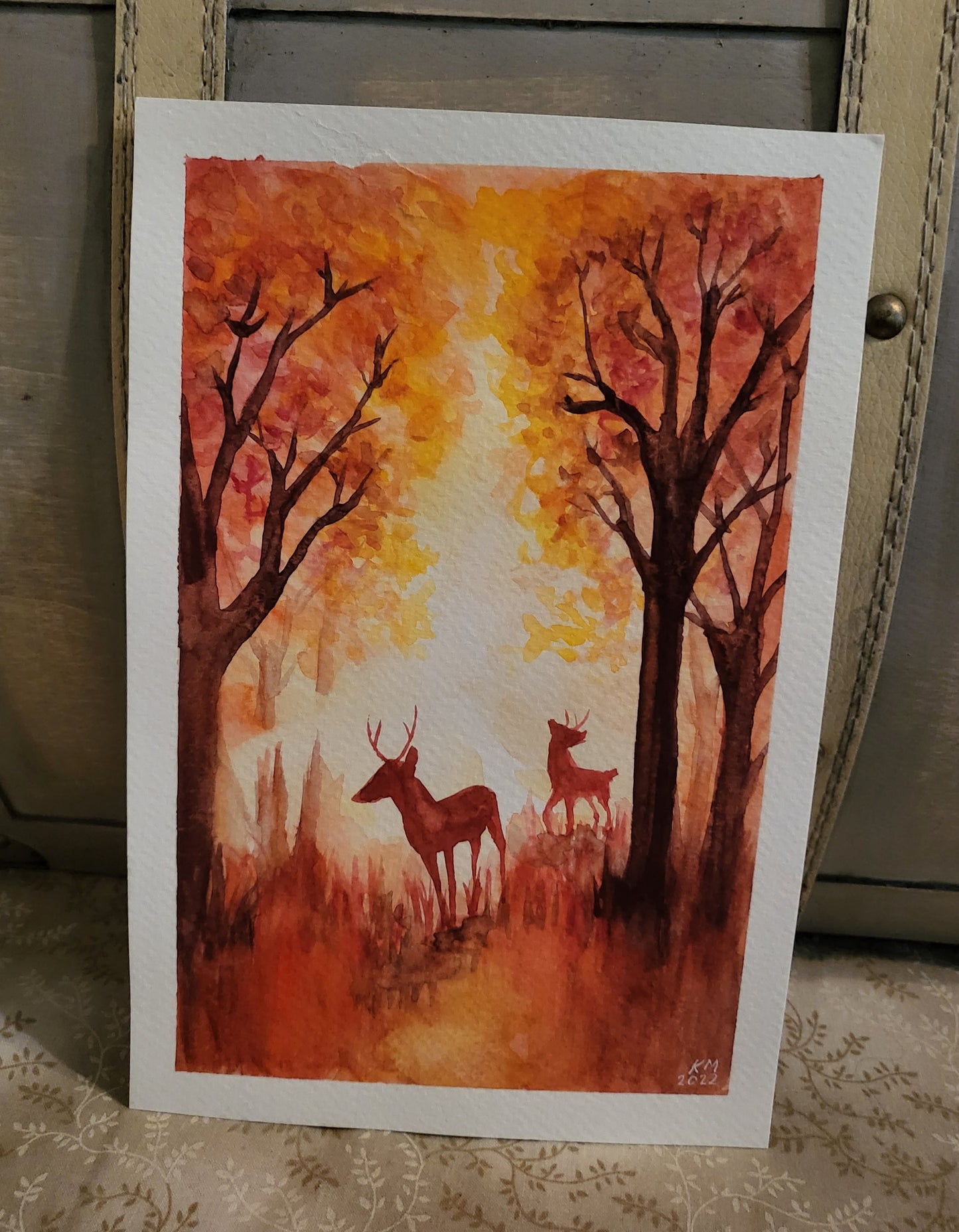 Dappled Morning watercolor silver frame