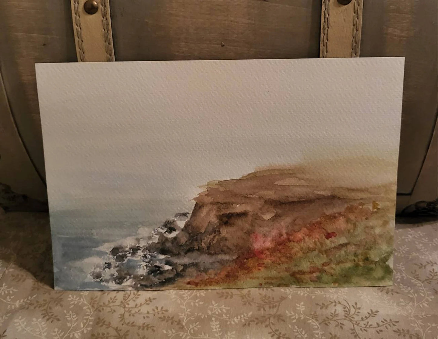 Misty Coast Framed Watercolor