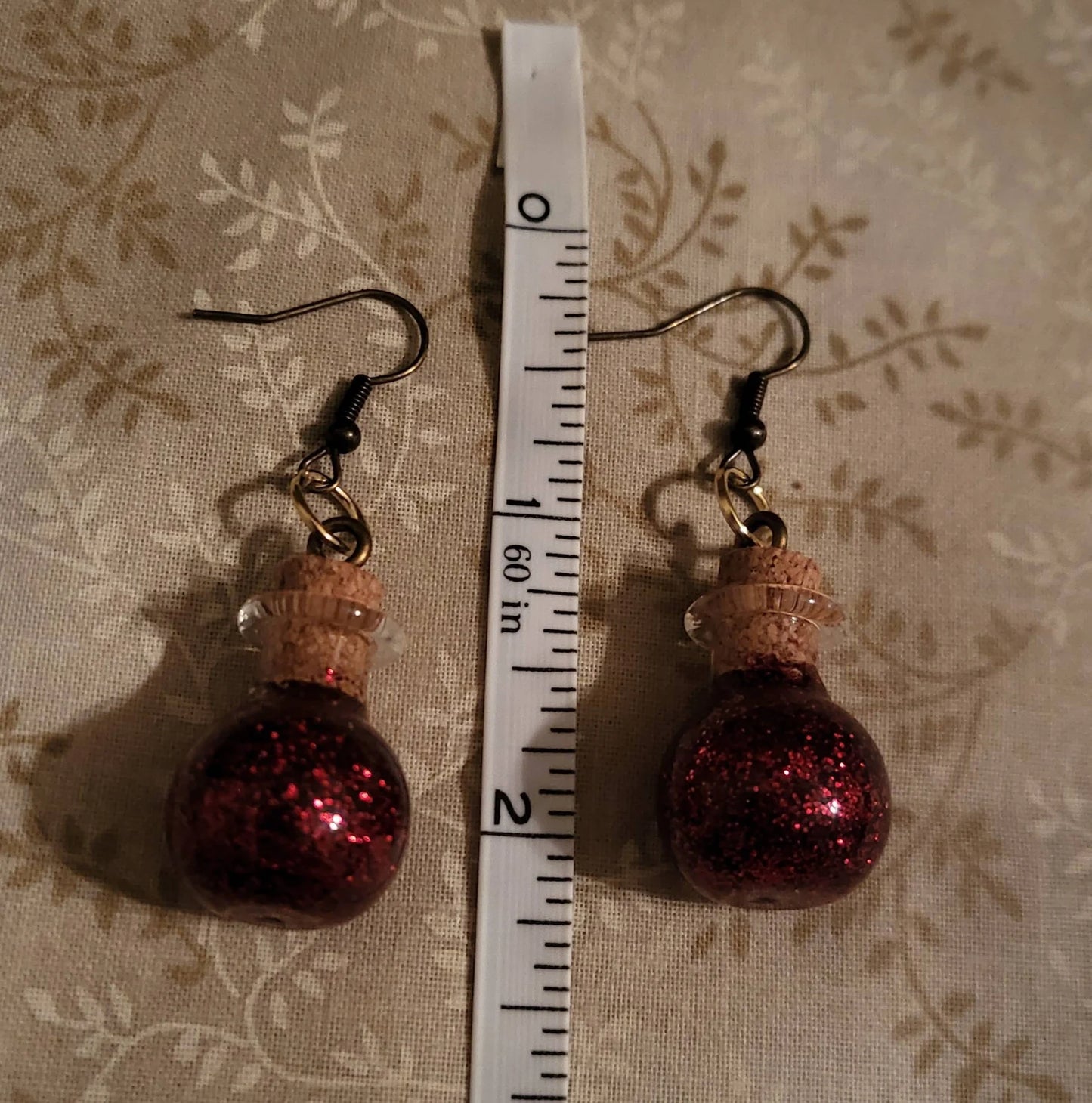 Crimson Glitter Potion Earrings