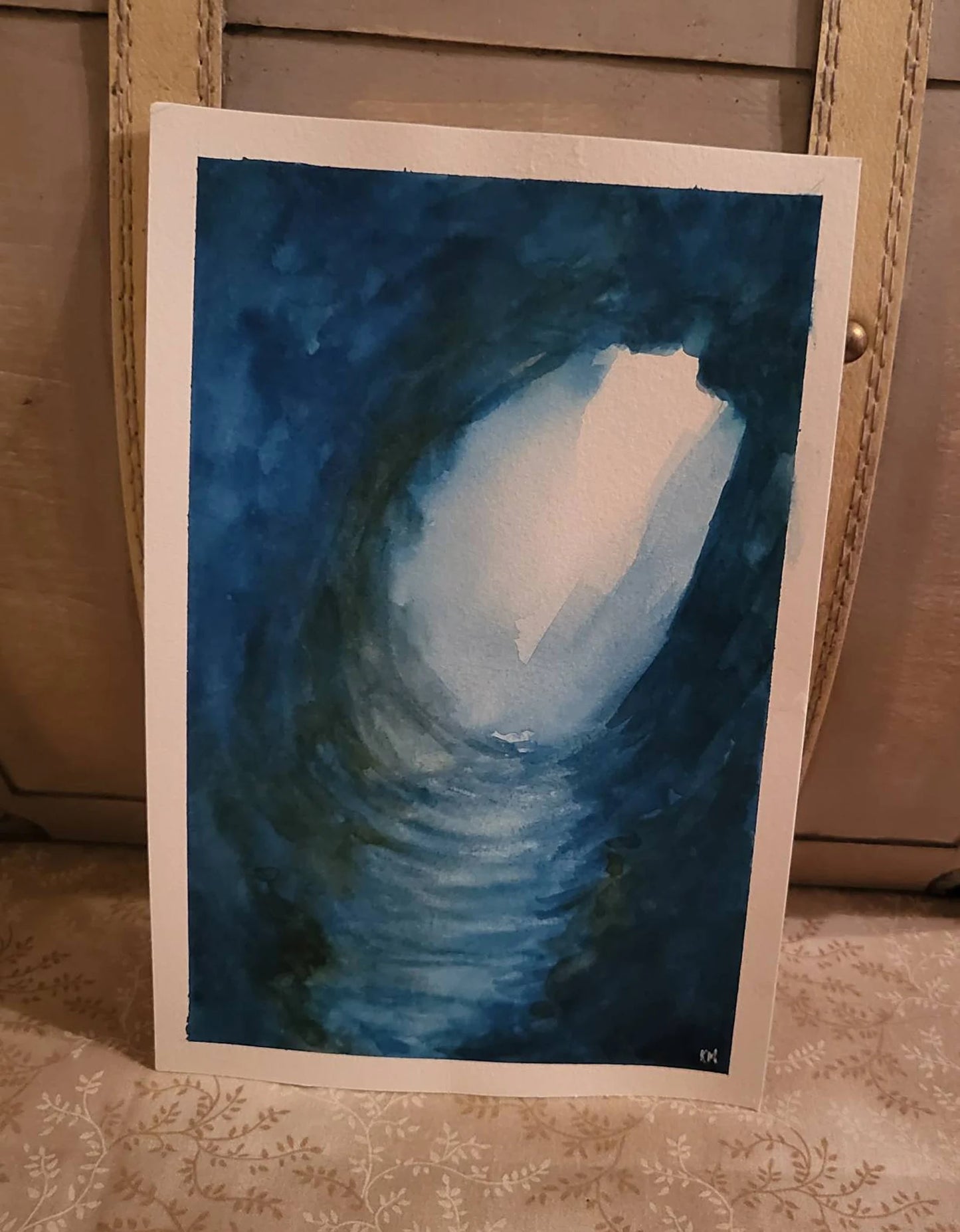 Underwater Cave Framed Watercolor